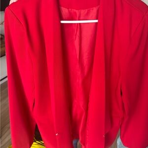 Vibrant Red Tailored Blazer Jacket